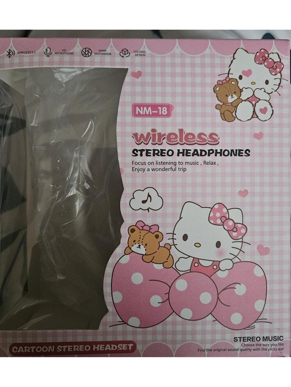Hello Kitty wireless headphones white pink bow
